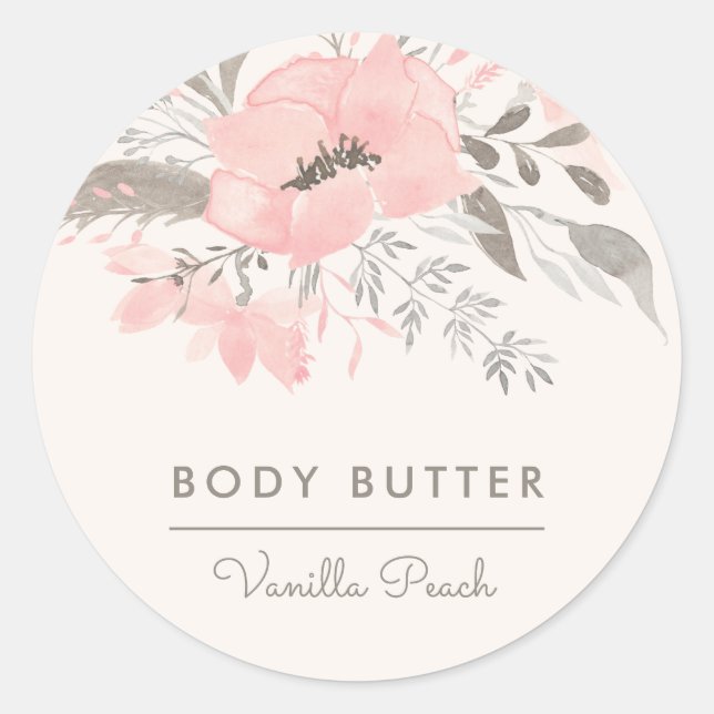 Sticker Rond Aquarelle Blush et Taupe Produit Business (Devant)