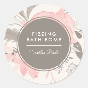 Sticker Rond Aquarelle Blush Taupe Floral produit d'affaires