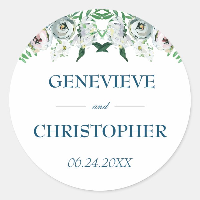 Sticker Rond Aquarelle Boho Floral Mariage géométrique (Devant)