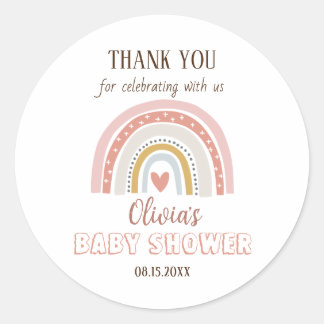 Sticker Rond Aquarelle Boho Rainbow Baby shower