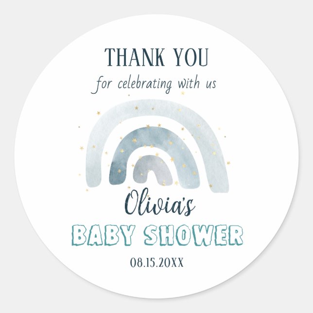 Sticker Rond Aquarelle Boho Rainbow Baby shower (Devant)