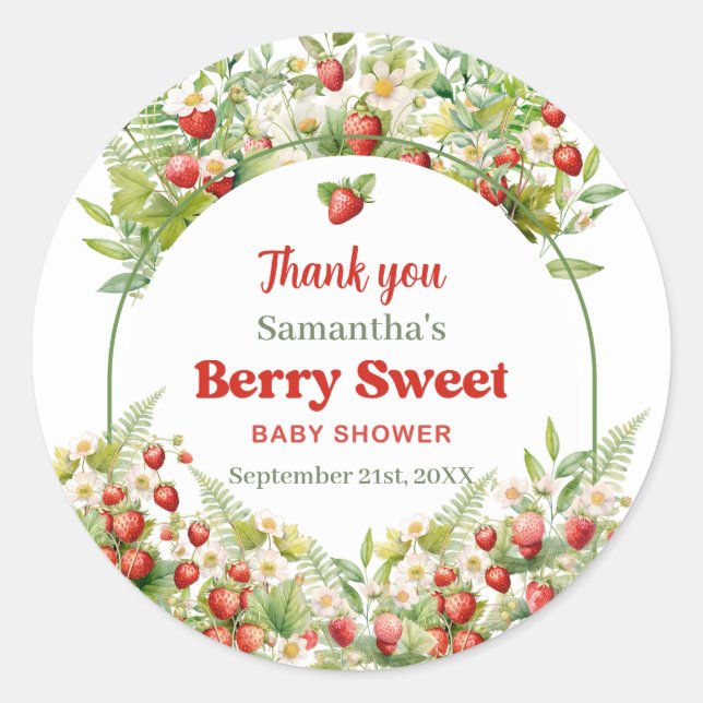 Sticker Rond Aquarelle Bois fraise Berry Sweet (Devant)