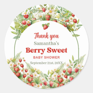 Sticker Rond Aquarelle Bois fraise Berry Sweet