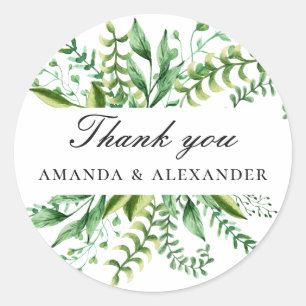 Sticker Rond Aquarelle bois verdure mariage merci