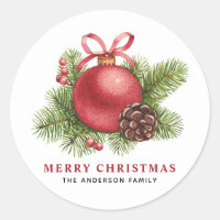 Aquarelle Boule rouge Ornement Joyeux Noël