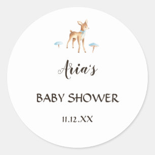 Sticker Rond Aquarelle Boy Cerf Enveloppe douche blanche Sceau