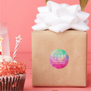 Sticker Rond Aquarelle brillante Merci d'anniversaire