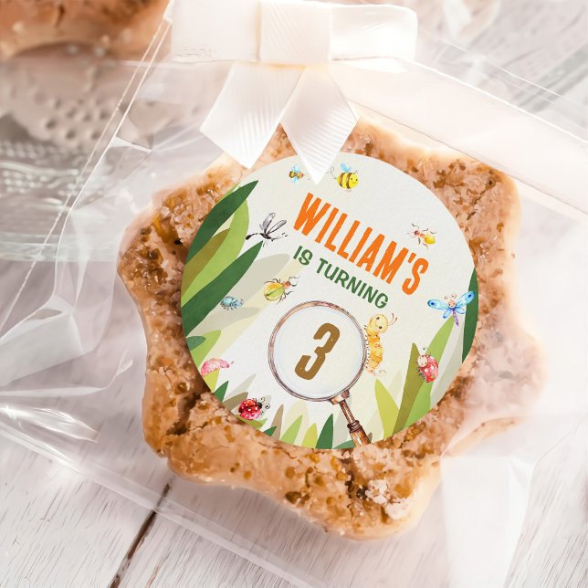 Sticker Rond Aquarelle Bug Insect Boy Anniversaire (Créateur téléchargé)