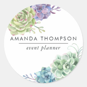 Sticker Rond Aquarelle Cactus du désert Succulents