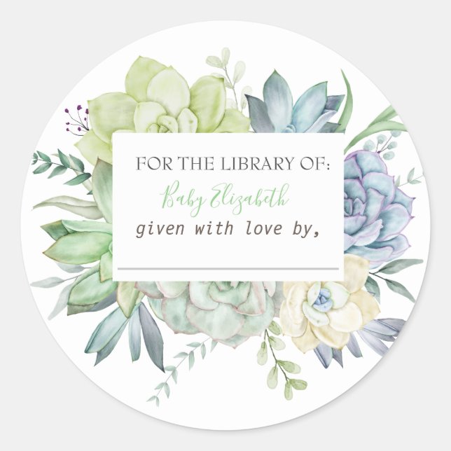 Sticker Rond Aquarelle Cactus Succulents Grossesse (Devant)