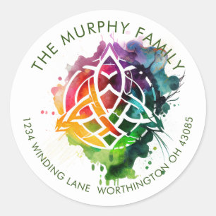 Sticker Rond Aquarelle Celtique Grunge colorée Design