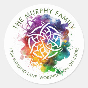 Sticker Rond Aquarelle Celtique Grunge colorée Design