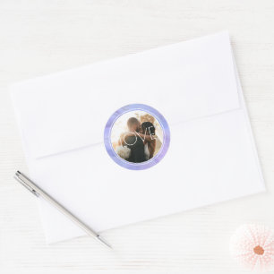 Sticker Rond Aquarelle Cercle Périwinkle bleu Photo personnalis