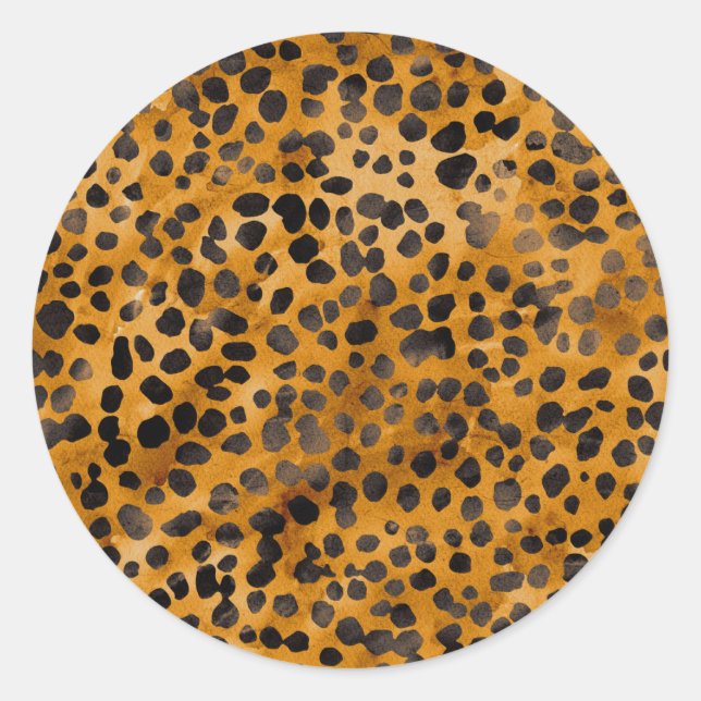 Sticker Rond Aquarelle Cheetah Print (Devant)