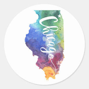 Sticker Rond Aquarelle Chicago