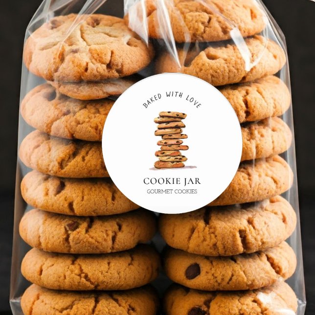 Sticker Rond Aquarelle Chocolat puce biscuit boulangerie (Créateur téléchargé)