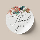 Sticker Rond Aquarelle chute bleu bleuet fleuri mariage merci<br><div class="desc">Aquarelle automne / automne floral bleuet merci sticker avec élégant script dans le jardin botanique ou le thème de la nature boisée. Convient pour mariage,  baby shower,  anniversaire et toute autre fête. Veuillez me contacter si vous avez besoin d'autres articles.</div>