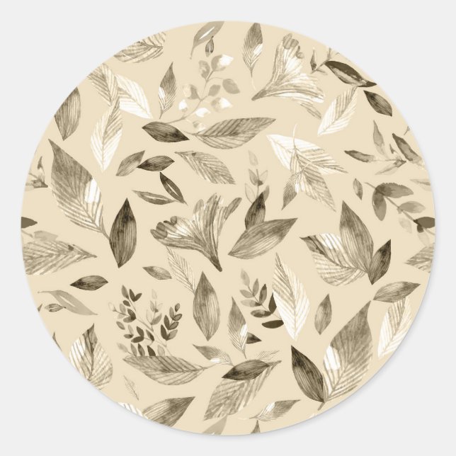 Sticker Rond Aquarelle chute feuilles 4 (Devant)