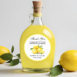 Sticker Rond Aquarelle Citron Mariage Limoncello<br><div class="desc">Stickers de Merci Mariage Limoncello aux citrons aquarelle élégants</div>