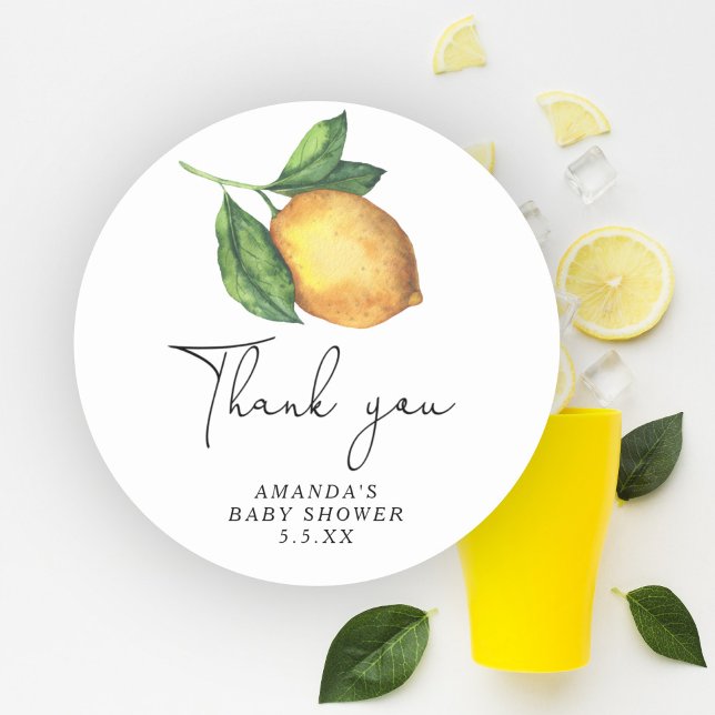 Sticker Rond Aquarelle citron merci  (Créateur téléchargé)