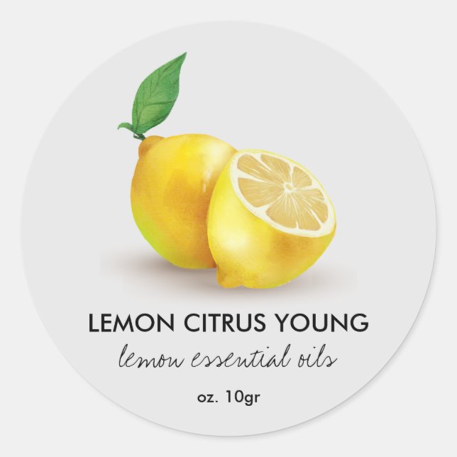 Sticker Rond Aquarelle Citron vert citron gris (Devant)