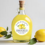 Sticker Rond Aquarelle Citrons Mariage Amour Limoncello Jaune<br><div class="desc">Élégant Aquarelle Citrons de mariage Limoncello fait maison - Fabriqué avec amour</div>