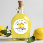 Sticker Rond Aquarelle Citrons Mariage Love Limoncello<br><div class="desc">Élégant Aquarelle Citrons de mariage Limoncello fait maison - Fabriqué avec amour</div>