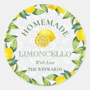 Sticker Rond Aquarelle Citrons siciliens Limoncello fait maison
