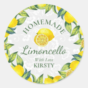 Sticker Rond Aquarelle Citrons siciliens Limoncello fait maison