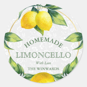 Sticker Rond Aquarelle Citrons siciliens Limoncello fait maison