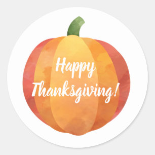 Sticker Rond Aquarelle Citrouille bon thanksgiving