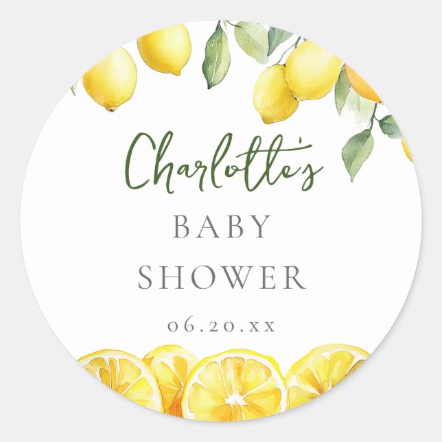 Sticker Rond Aquarelle Citrus Citrus Baby shower Favoriser (Devant)
