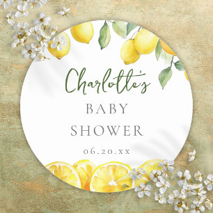 Sticker Rond Aquarelle Citrus Citrus Baby shower Favoriser