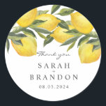 Sticker Rond Aquarelle Citrus Lemon Mariage d'été<br><div class="desc">Aquarelle Citrus Lemon Mariage d'été</div>