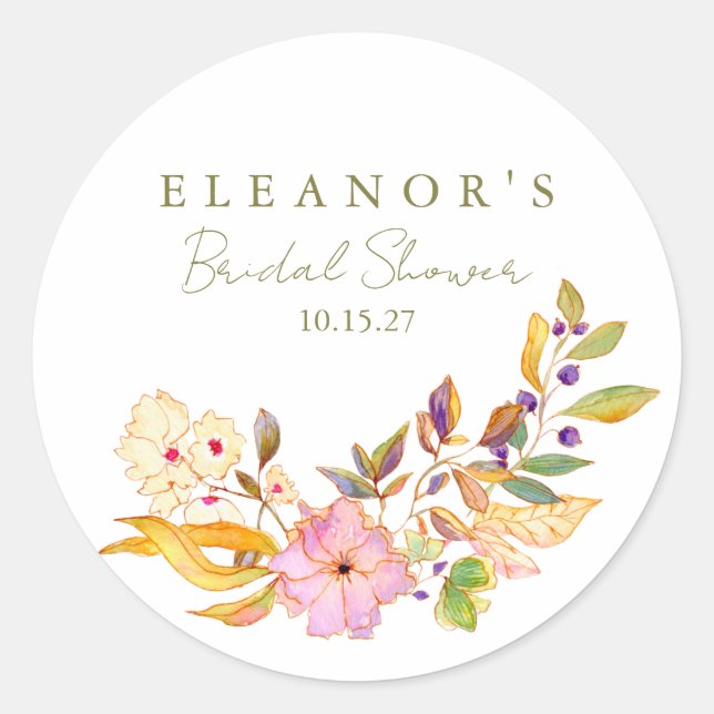 Sticker Rond Aquarelle colorée Brunch Floral Bubbly Douche (Devant)