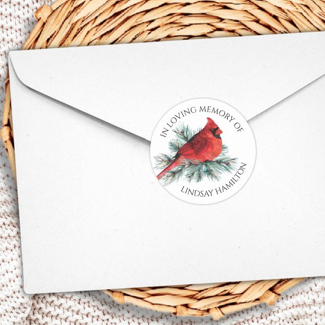 Sticker Rond Aquarelle commémorative Cardinal Pine (Créateur téléchargé)