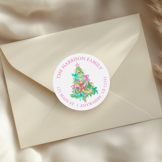 Sticker Rond Aquarelle Coquette annonce Arbre de Noël (Créateur téléchargé)