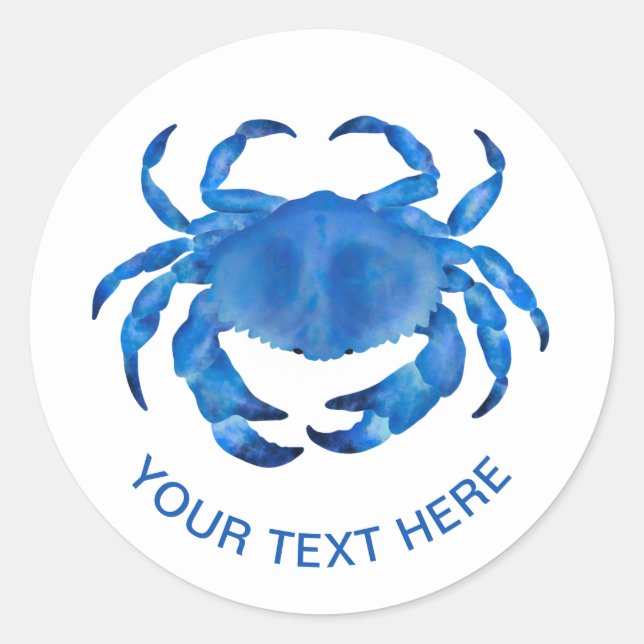 Sticker Rond Aquarelle Crabe Bleu (Devant)