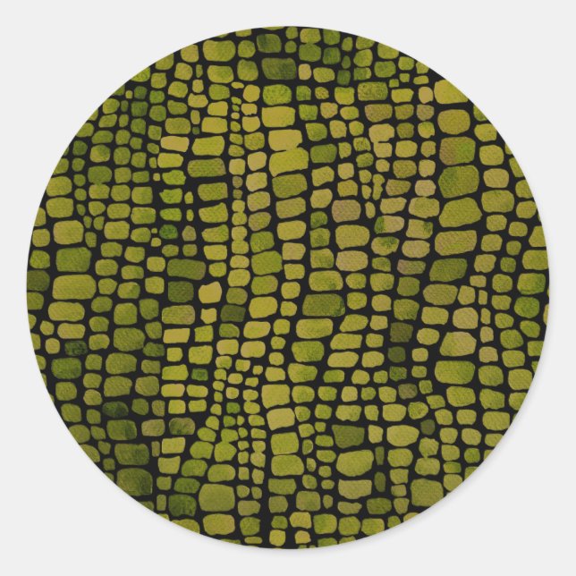 Sticker Rond Aquarelle Crocodile Imprimer (Devant)
