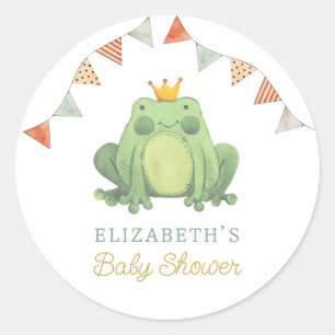 Sticker Rond Aquarelle Cute Frog Baby shower