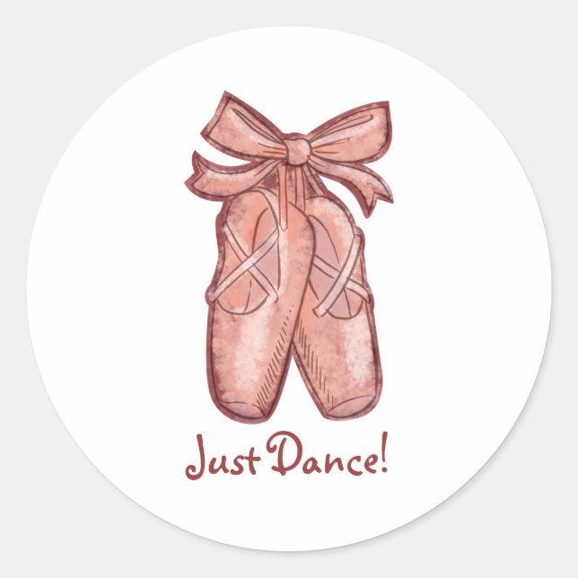 Sticker Rond Aquarelle Cute Rose Ballet Chaussures Personnalisé (Devant)