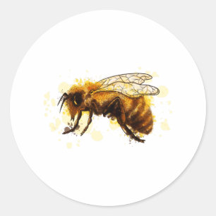 Sticker Rond Aquarelle d'abeille