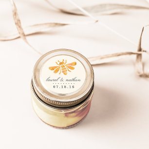 Sticker Rond Aquarelle d'abeille dorée Mariage