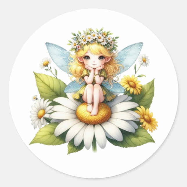 Sticker Rond Aquarelle Daisy Fairy (Devant)