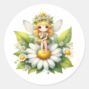 Sticker Rond Aquarelle Daisy Fairy