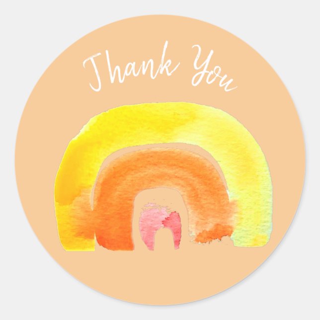 Sticker Rond Aquarelle d'amour arc-en-ciel orange (Devant)