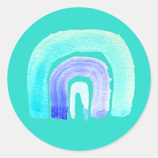 Sticker Rond Aquarelle d'amour bleu arc-en-ciel (Devant)