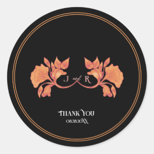 Sticker Rond Aquarelle d'automne Art nouveau Mariage