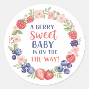Sticker Rond Aquarelle de Baby shower doux Berry