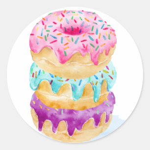 Sticker Rond Aquarelle de beignets